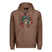 Chestnut mexican flag indian headdress with  skull Premium Hoodie - RanaPortraitStore