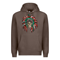 Coffee mexican flag indian headdress with  skull Premium Hoodie - RanaPortraitStore