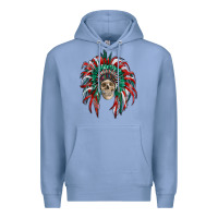 Colony Blue mexican flag indian headdress with  skull Premium Hoodie - RanaPortraitStore