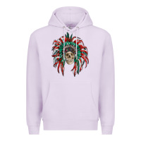 Lilac mexican flag indian headdress with  skull Premium Hoodie - RanaPortraitStore