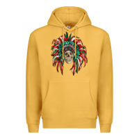 Mustard mexican flag indian headdress with  skull Premium Hoodie - RanaPortraitStore