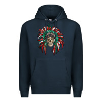 Navy mexican flag indian headdress with  skull Premium Hoodie - RanaPortraitStore
