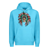 Ocean Blue mexican flag indian headdress with  skull Premium Hoodie - RanaPortraitStore