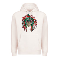 Pale Pink mexican flag indian headdress with  skull Premium Hoodie - RanaPortraitStore