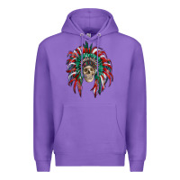 Purple mexican flag indian headdress with  skull Premium Hoodie - RanaPortraitStore