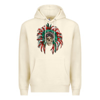 Sandshell mexican flag indian headdress with  skull Premium Hoodie - RanaPortraitStore