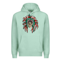Seafoam mexican flag indian headdress with  skull Premium Hoodie - RanaPortraitStore