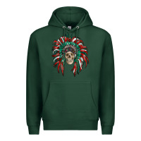 Sports Green mexican flag indian headdress with  skull Premium Hoodie - RanaPortraitStore
