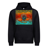 Black thankful with turkey and pumpkins Urban Hoodie - RanaPortraitStore