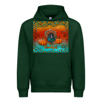 Forest Green thankful with turkey and pumpkins Urban Hoodie - RanaPortraitStore