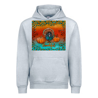 Heather Grey thankful with turkey and pumpkins Urban Hoodie - RanaPortraitStore