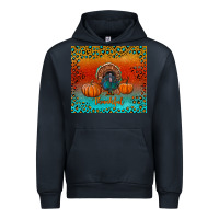 Navy thankful with turkey and pumpkins Urban Hoodie - RanaPortraitStore