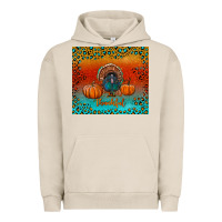 Pigment French Oak thankful with turkey and pumpkins Urban Hoodie - RanaPortraitStore