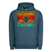 Pigment Midnight Navy thankful with turkey and pumpkins Urban Hoodie - RanaPortraitStore