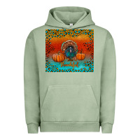 Pigment Oil Green thankful with turkey and pumpkins Urban Hoodie - RanaPortraitStore