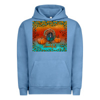 Pigment Pebble Blue thankful with turkey and pumpkins Urban Hoodie - RanaPortraitStore