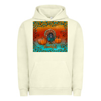 Pigment Pistachio thankful with turkey and pumpkins Urban Hoodie - RanaPortraitStore