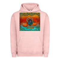 Pigment Salmon thankful with turkey and pumpkins Urban Hoodie - RanaPortraitStore