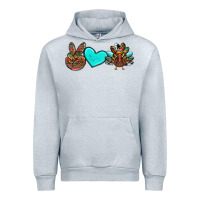 Heather Grey peace love thanksgiving turkey Urban Hoodie - RanaPortraitStore