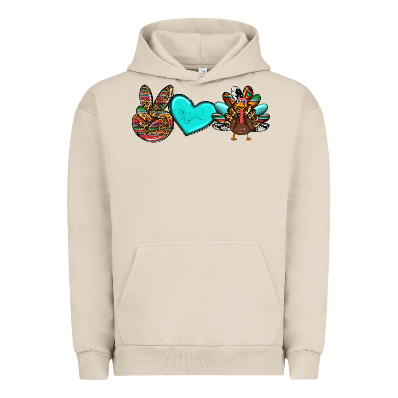 Peace Love Thanksgiving Turkey Urban Hoodie by RanaPortraitStore | Teevron