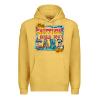Antique Gold caution i really don't care Premium Hoodie - Zillion Design Studio