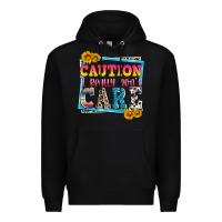 Black caution i really don't care Premium Hoodie - Zillion Design Studio