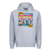 Heather Grey caution i really don't care Premium Hoodie - Zillion Design Studio