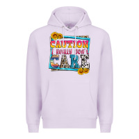 Lilac caution i really don't care Premium Hoodie - Zillion Design Studio