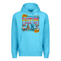 Ocean Blue caution i really don't care Premium Hoodie - Zillion Design Studio