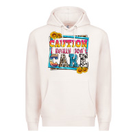 Pale Pink caution i really don't care Premium Hoodie - Zillion Design Studio