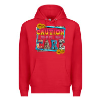 Red caution i really don't care Premium Hoodie - Zillion Design Studio
