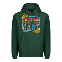 Sports Green caution i really don't care Premium Hoodie - Zillion Design Studio