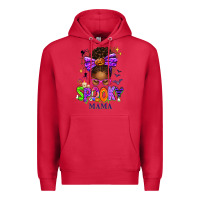 Cardinal Halloween Afro Messy Bun Spooky Mama Premium Hoodie - texasbilliewilder