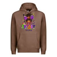 Chestnut Halloween Afro Messy Bun Spooky Mama Premium Hoodie - texasbilliewilder