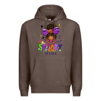 Coffee Halloween Afro Messy Bun Spooky Mama Premium Hoodie - texasbilliewilder