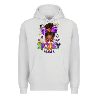 Dove Grey Halloween Afro Messy Bun Spooky Mama Premium Hoodie - texasbilliewilder