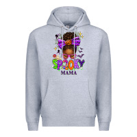Heather Grey Halloween Afro Messy Bun Spooky Mama Premium Hoodie - texasbilliewilder