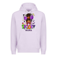 Lilac Halloween Afro Messy Bun Spooky Mama Premium Hoodie - texasbilliewilder