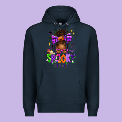 Halloween Afro Messy Bun Spooky Mama Premium Hoodie Designed By Texasbilliewilder