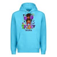 Ocean Blue Halloween Afro Messy Bun Spooky Mama Premium Hoodie - texasbilliewilder