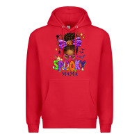 Red Halloween Afro Messy Bun Spooky Mama Premium Hoodie - texasbilliewilder