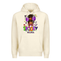 Sandshell Halloween Afro Messy Bun Spooky Mama Premium Hoodie - texasbilliewilder