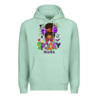 Seafoam Halloween Afro Messy Bun Spooky Mama Premium Hoodie - texasbilliewilder