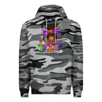 Slate Camo Halloween Afro Messy Bun Spooky Mama Premium Hoodie - texasbilliewilder