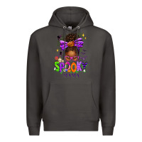 Smoke Halloween Afro Messy Bun Spooky Mama Premium Hoodie - texasbilliewilder