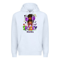 White Halloween Afro Messy Bun Spooky Mama Premium Hoodie - texasbilliewilder