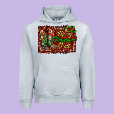 Merry Christmas Y'all Boots Urban Hoodie Designed By Ranaportraitstore