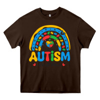 Chocolate Brown proud autism mom rainbow Heavy Core Tee - CowhideDigitalArt