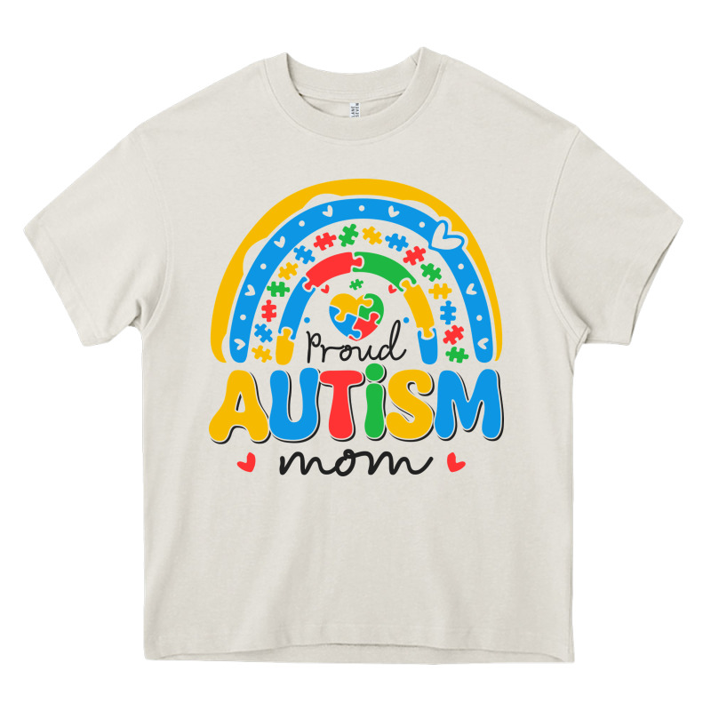 Proud Autism Mom Rainbow Heavy Core Tee by CowhideDigitalArt | Teevron
