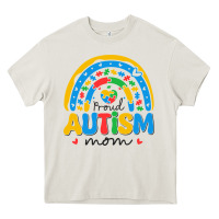 Cream proud autism mom rainbow Heavy Core Tee - CowhideDigitalArt